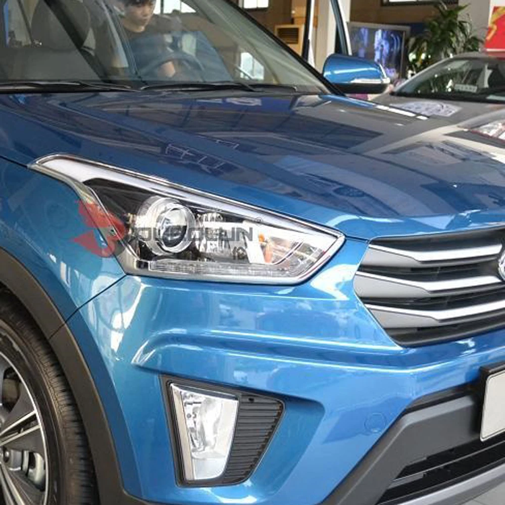 

For Hyundai Cantus Creta ix25 2014-2017 2018 2019 ABS Chrome Headlight Lamp Shade Light Cover Auto Lamp Hoods Car Accessories