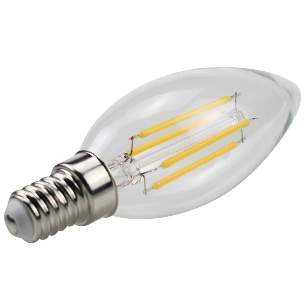 10 шт./упаковка лампочка свечи со светодиодными лампочками C35 4W 6W 110V 220V E12 E14 Edison с