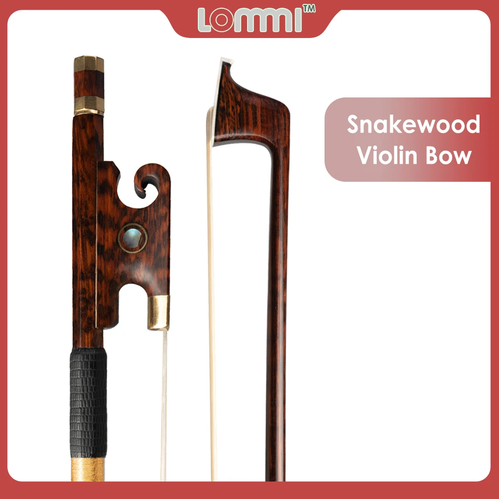 LOMMI 4/4 Size Master VIOLIN BOW Snakewood Stick Frog Natural White Horsehair Easier Control Violin Fiddle Bow Part Accessories