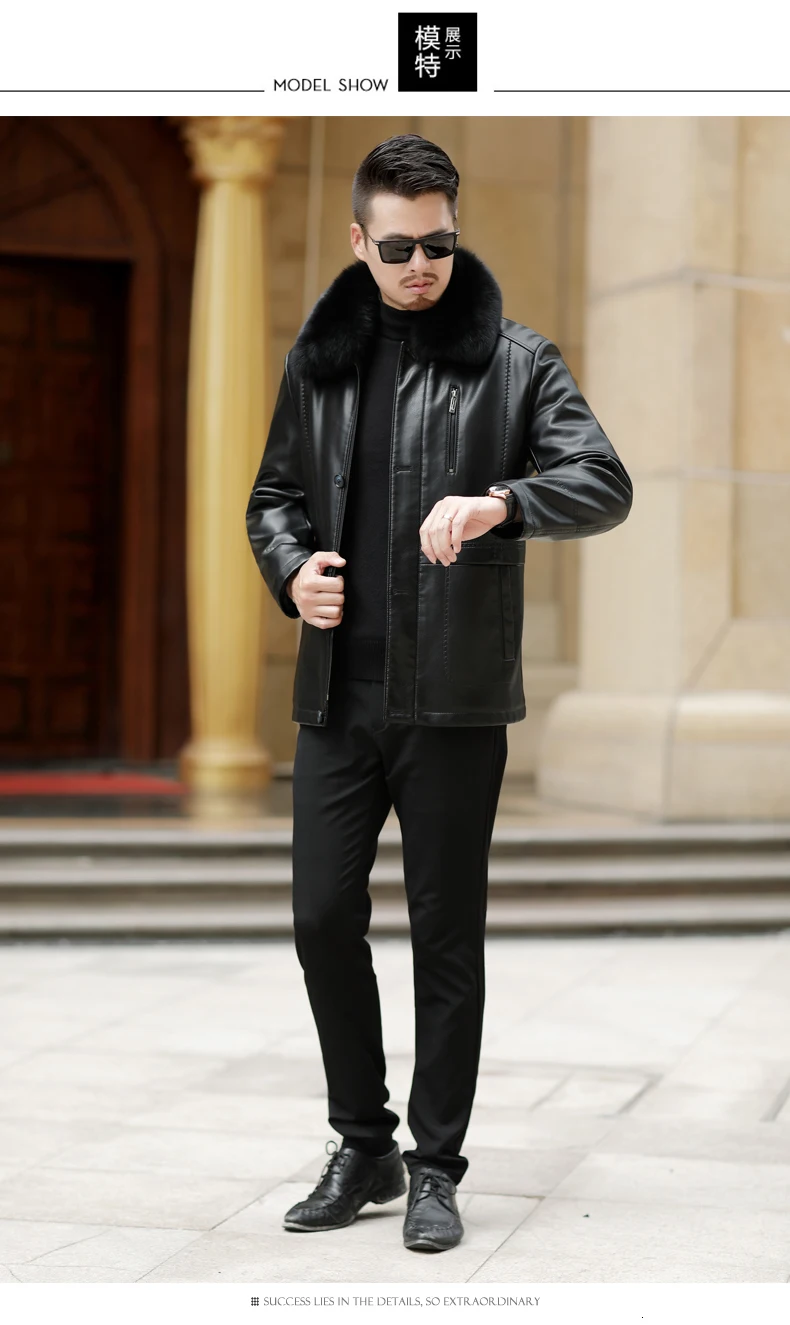 NEW Youth Winter Fur Leather Jacket Mens Plus Size Suede Leather Jackets Men Faux Fur Thick Warm Long Suede Jacket zipper