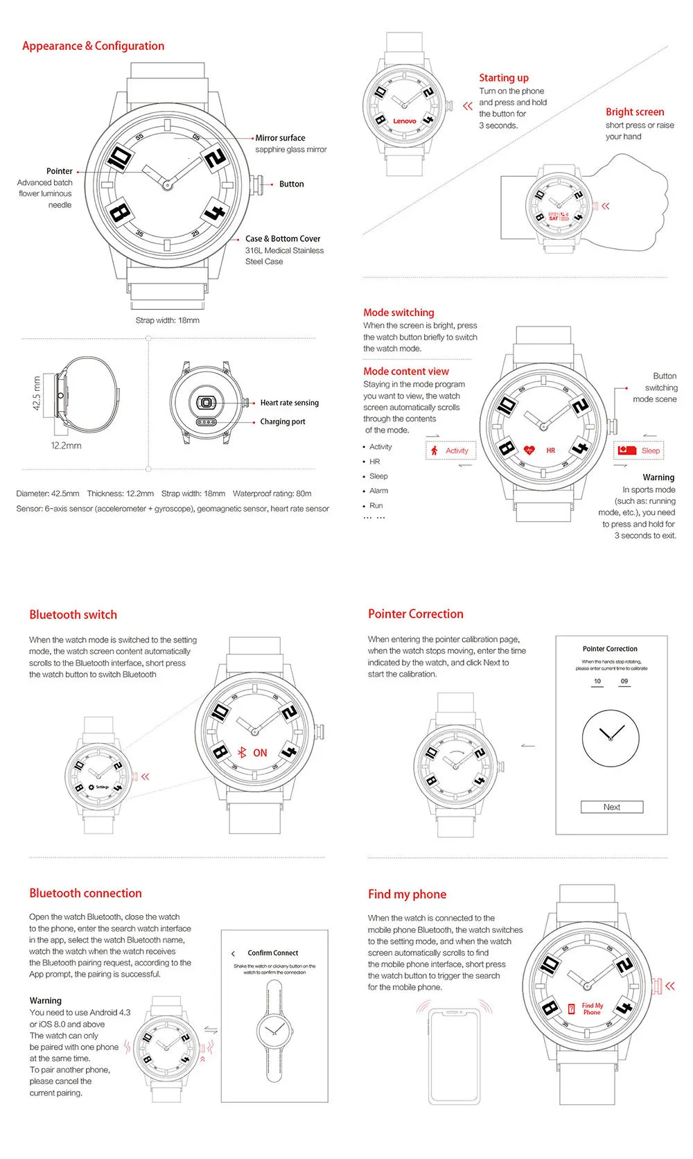 Lenovo Watch X механические смарт-часы OLED экран сапфировое стекло умные часы 45 дней в режиме ожидания 80 м водонепроницаемый монитор сердечного ритма
