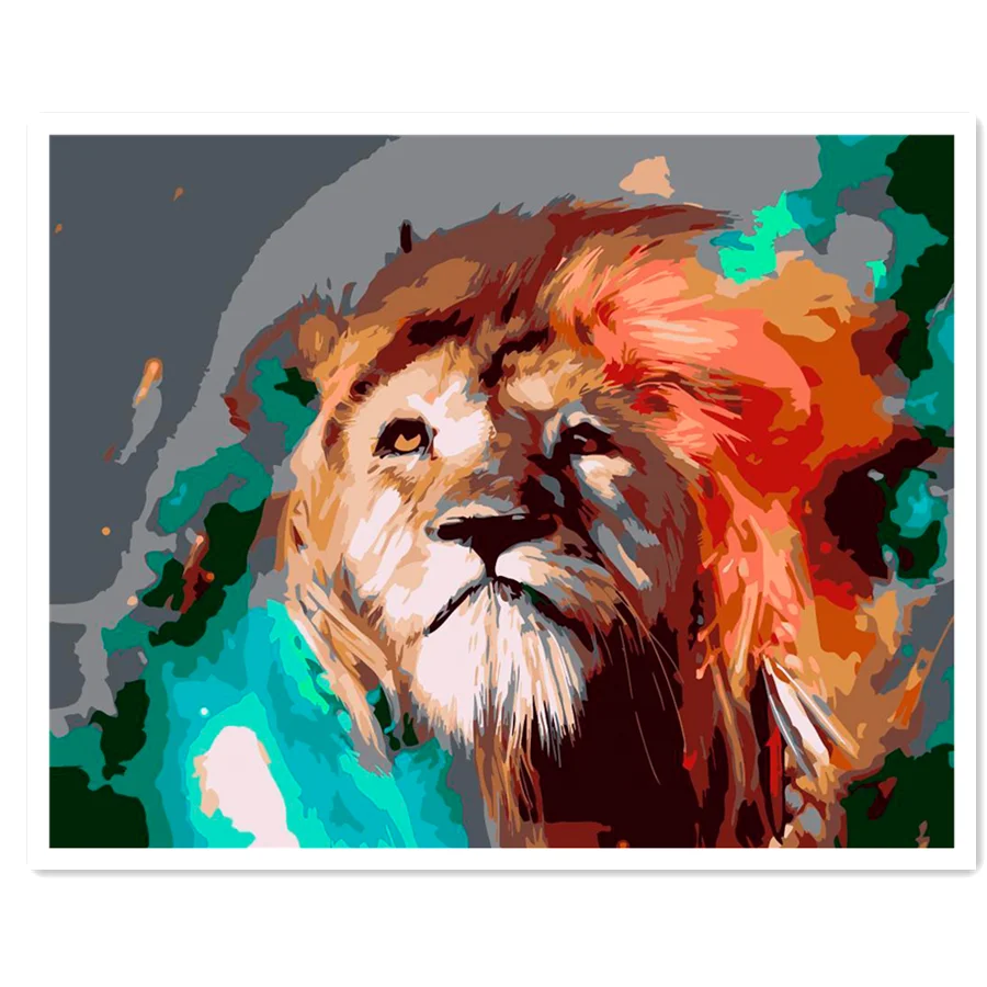

Color lion Paint By Numbers Hand Painted Home Decor Kits Drawing Canvas DIY Oil Coloring Painting Pictures By Numbers