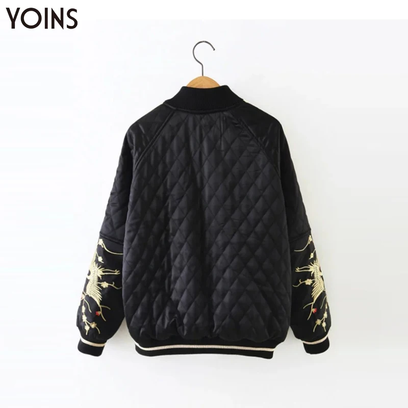 YOINS 2020 осень зима весна женские куртки-бомберы алмазные пальто вышивка узор