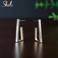 geometric triangle earrings for women natural shell charm trendy korean fashion jewelry pendant wholesale s925 pin high quality