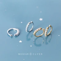 modian real 100 925 sterling silver gold color clear cz tiny fashion cute clip earrings for women charm fine silver jewelry