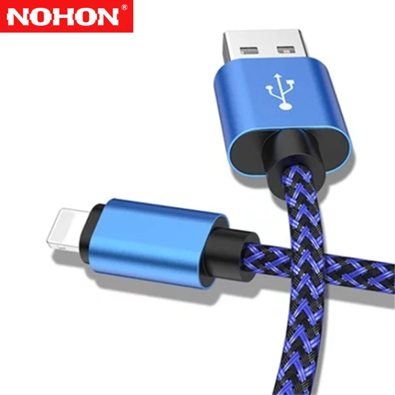 1 м 2 3 USB кабель для зарядки iPhone 7 8 6 6S Plus 12 mini 11 Pro XS Max 5 5S SE металлический Плетеный