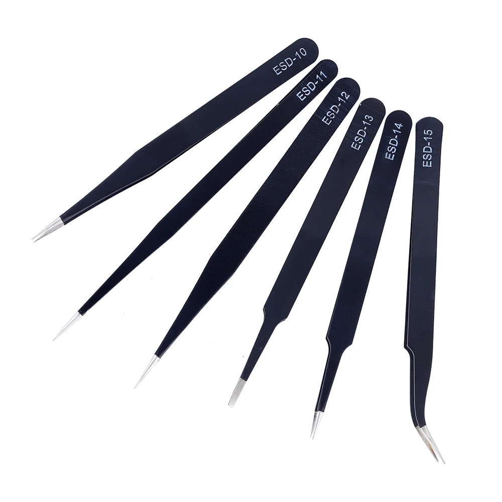 

6PCS per Set Precision Stainless Steel Tweezers Antistatic Tweezers