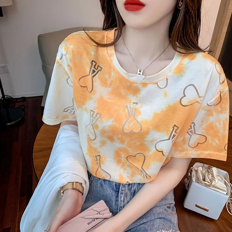 

Hollow Out Tshirts Vetement Femme 2021 Summer Korean Fashion Casual Tee Shirt Female Clothes Cotton Short Sleeve All-Match Tops