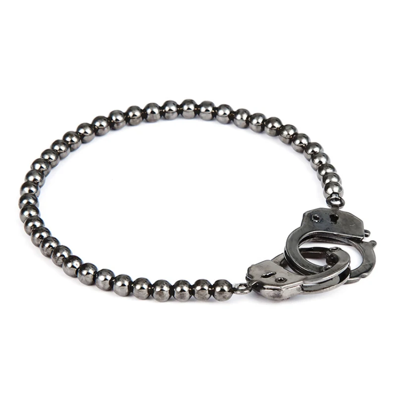 Мода Пара наручники Форма браслет из нержавеющей стали для мужчин простой бисера