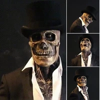 the latest skeleton biochemical mask for 2021 halloween party cosplay props silicone full cover head cover with hat full cover