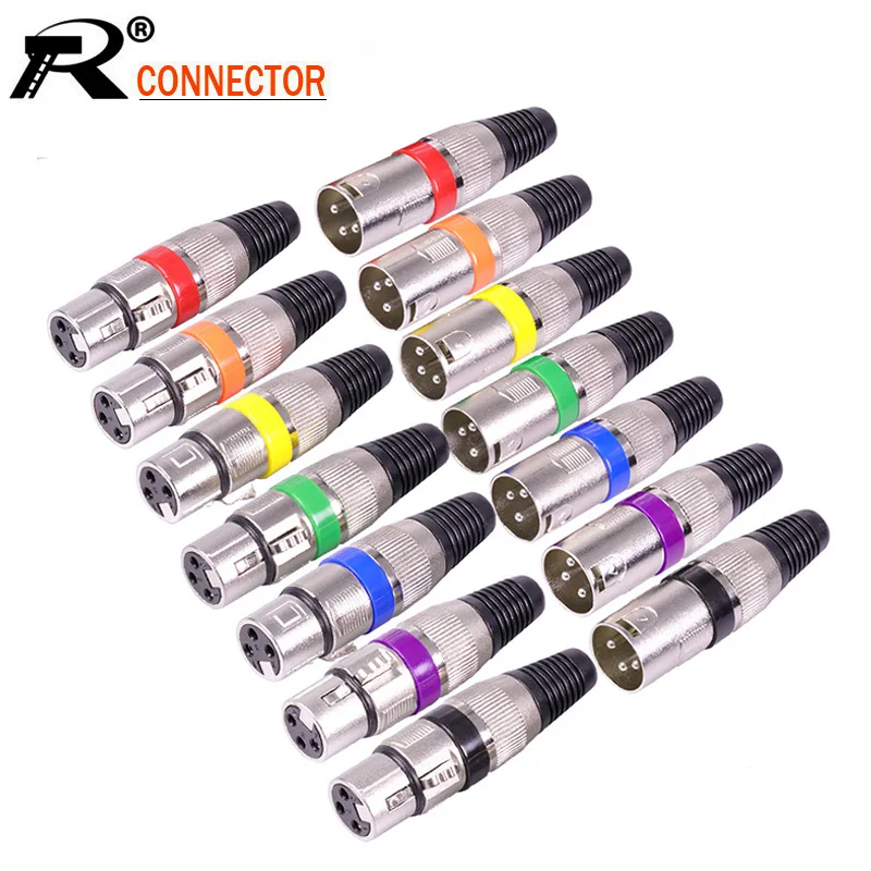 100 шт./лот 3-контактный разъем XLR штекер/гнездо штекер 3-полюсный для микрофона