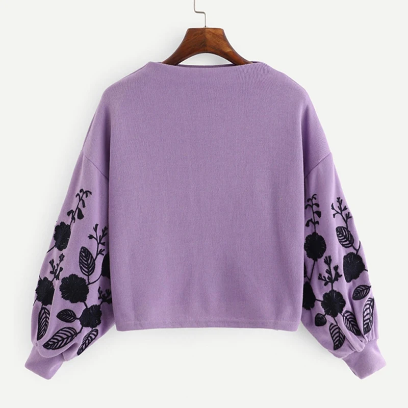 Dotfashion розовый женский пуловер с цветочной вышивкой на плече, повседневный осенний свитер с воротником-хомутом