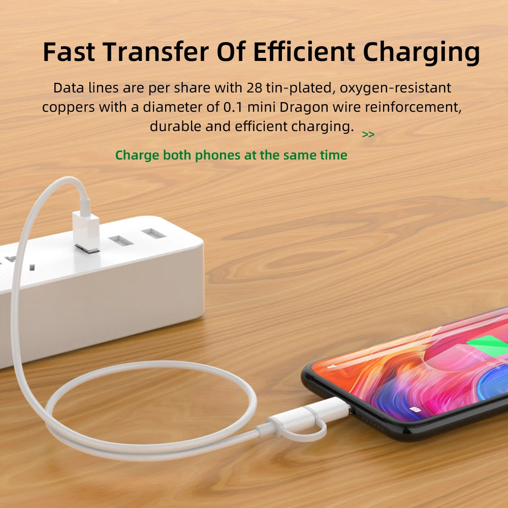 2 в 1 кабель для зарядного устройства USB 0 Type C Micro зарядки телефона P40 Samsung Huawei Xiaomi 5G