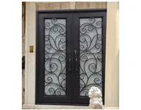 Hench 100% handmade fancy wrought iron french doors steel doors and windows manufacturing hot selling in Australia United States