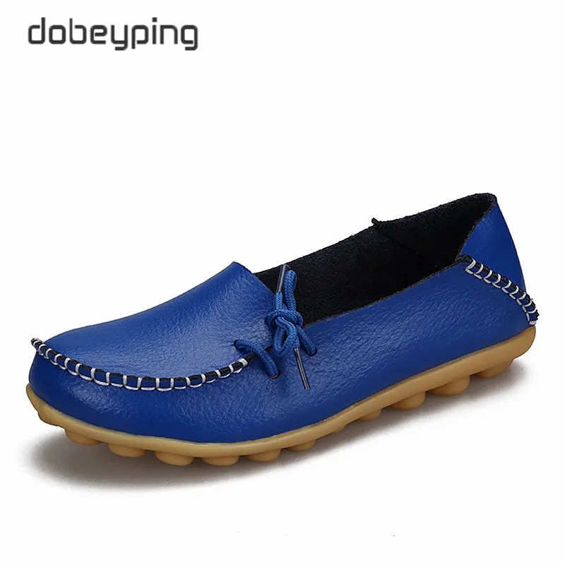 Royal Blue Новые женские мокасины на плоской подошве г. Осенние женские лоферы женская обувь из натуральной кожи женские Балетки без застежки с бантом Размер 35-44 - Цвет: Royal Blue
