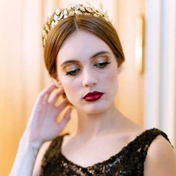 Горячая XD-Греческая богиня лист корона барокко Королева золотой цвет Корона