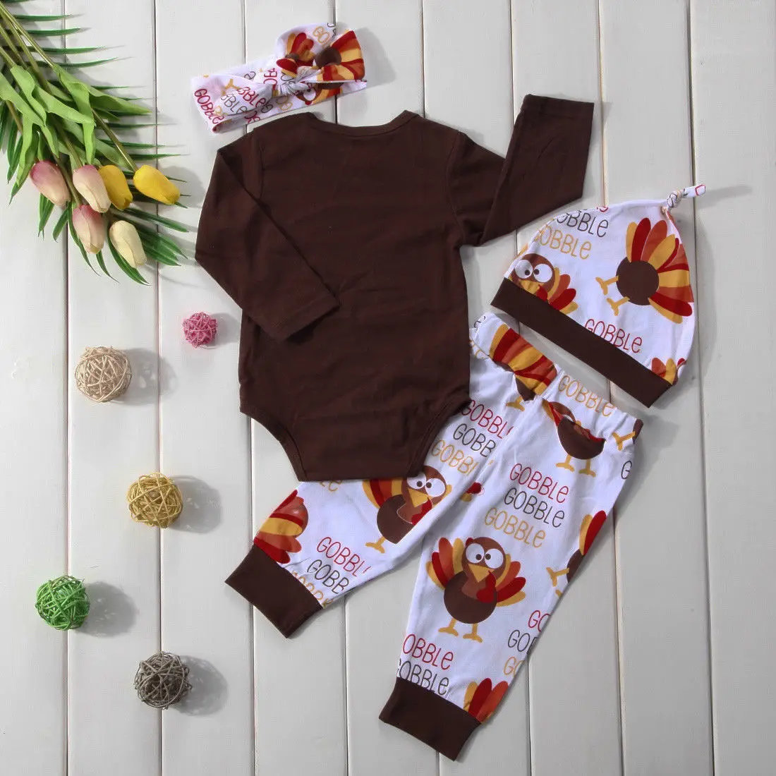 Emmababy ползунки «индейка» для новорожденных на День Благодарения, штаны, шапка, повязка на голову, комплект одежды