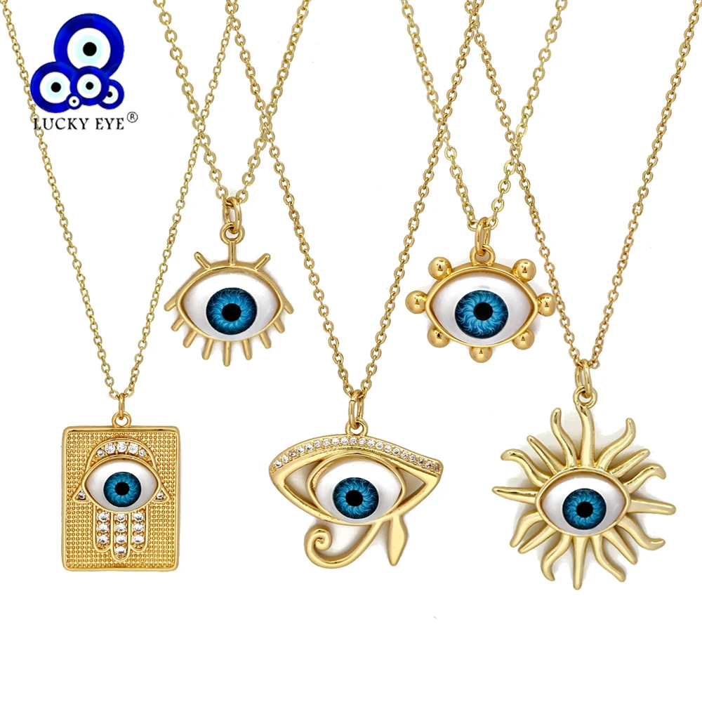 Женское ожерелье с подвеской в виде голубого глаза