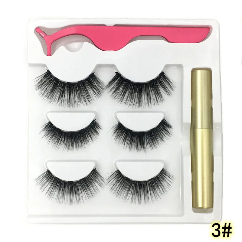 

3 Pairs Of 3D Magnetic Eyeliner Liquid False Eyelashes Set Magnet Eyelashes Natural Long Makeup Mink Lashes Extended Tools