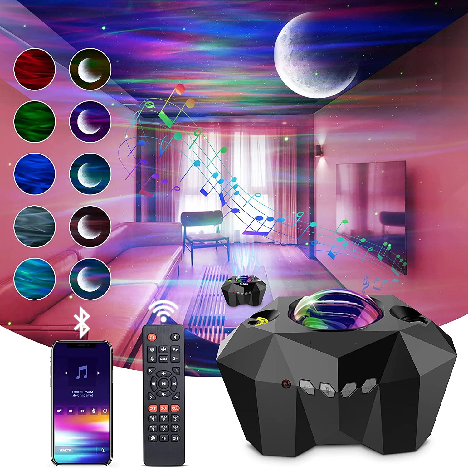 Galaxy Laser Projector Night Light  Bluetooth Music LED Starry Sky Projector Light  Aurora Atmospher Bedroom Beside Lamp