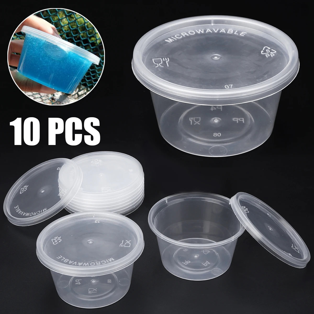 10PCS 80ml 10 шт. Slime глина коробка для хранения 25/40/50/80 мл круглый контейнер для хранения с крышкой - Цвет: 10PCS 80ml