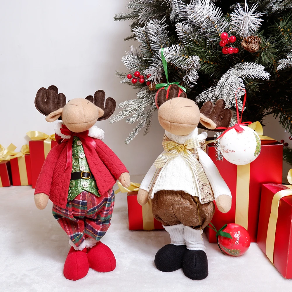 

40cm Red Reindeer Deer Elk Dolls Christmas Decoration Toys Figurines Gift Kid Xmas Tree Ornament New Year Navidad Natal Decor
