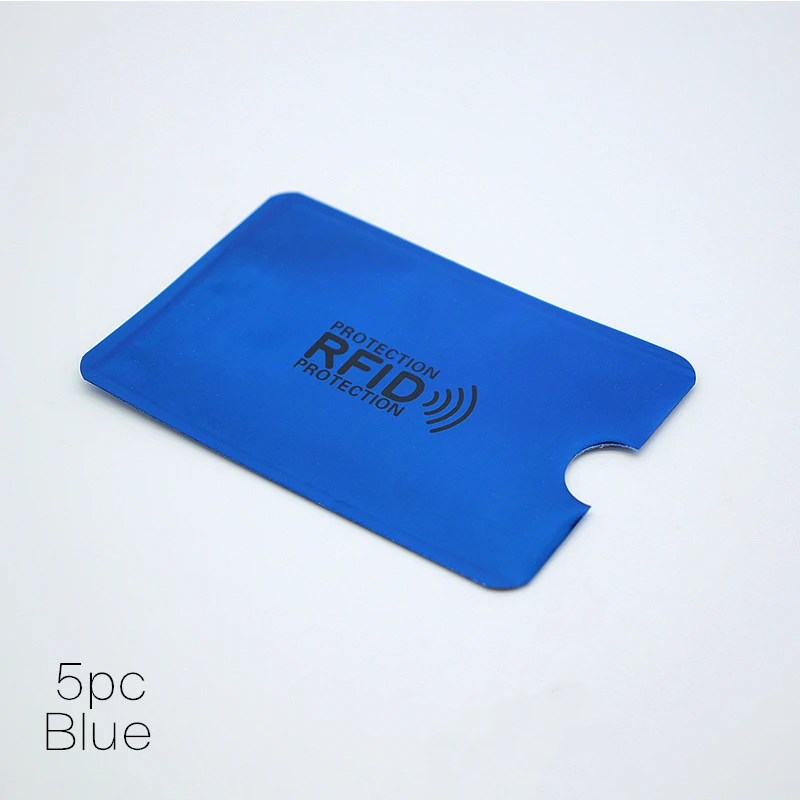Синий 5 шт. Анти Rfid Блокировка ридер замок держатель для карт Id банк чехол для карт Защита Алюминиевый металлический умный Противоугонный кредитный держатель для карт - Цвет: Синий