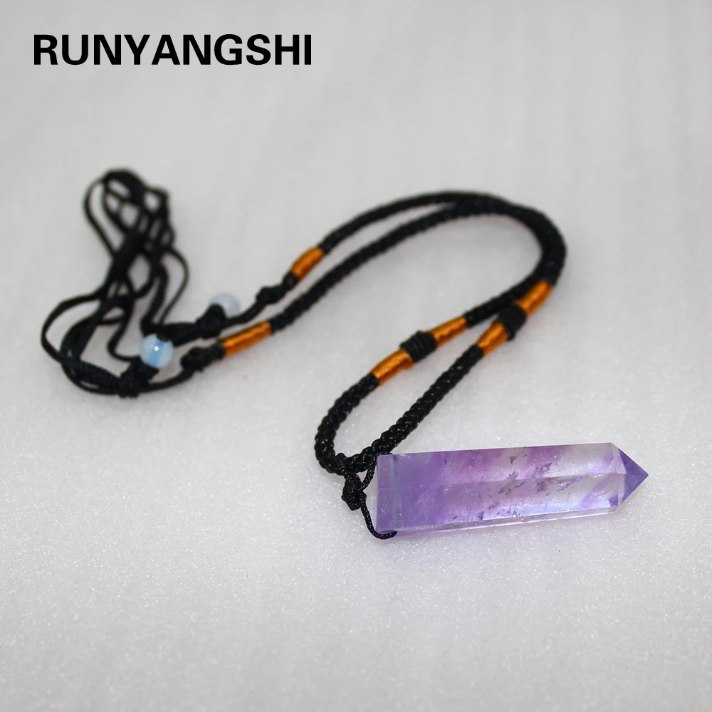 1 шт. кулон в виде палочки с натуральным аметистом шестиугольная призма