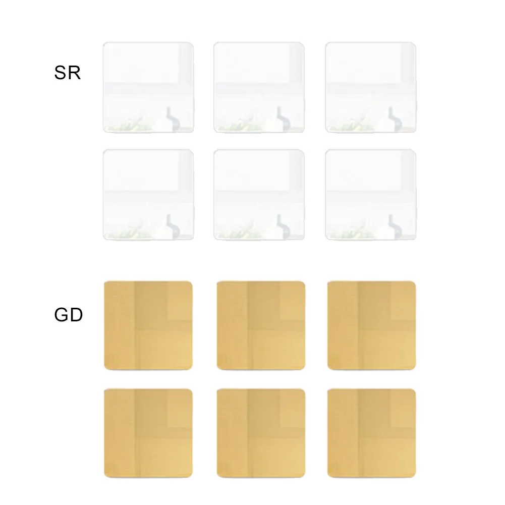 

6 Pcs DIY Square Mirror Wall Stickers Removable Art Home Decals for Living Room Bedroom Office Wall Decoration Wallpaper Sticker