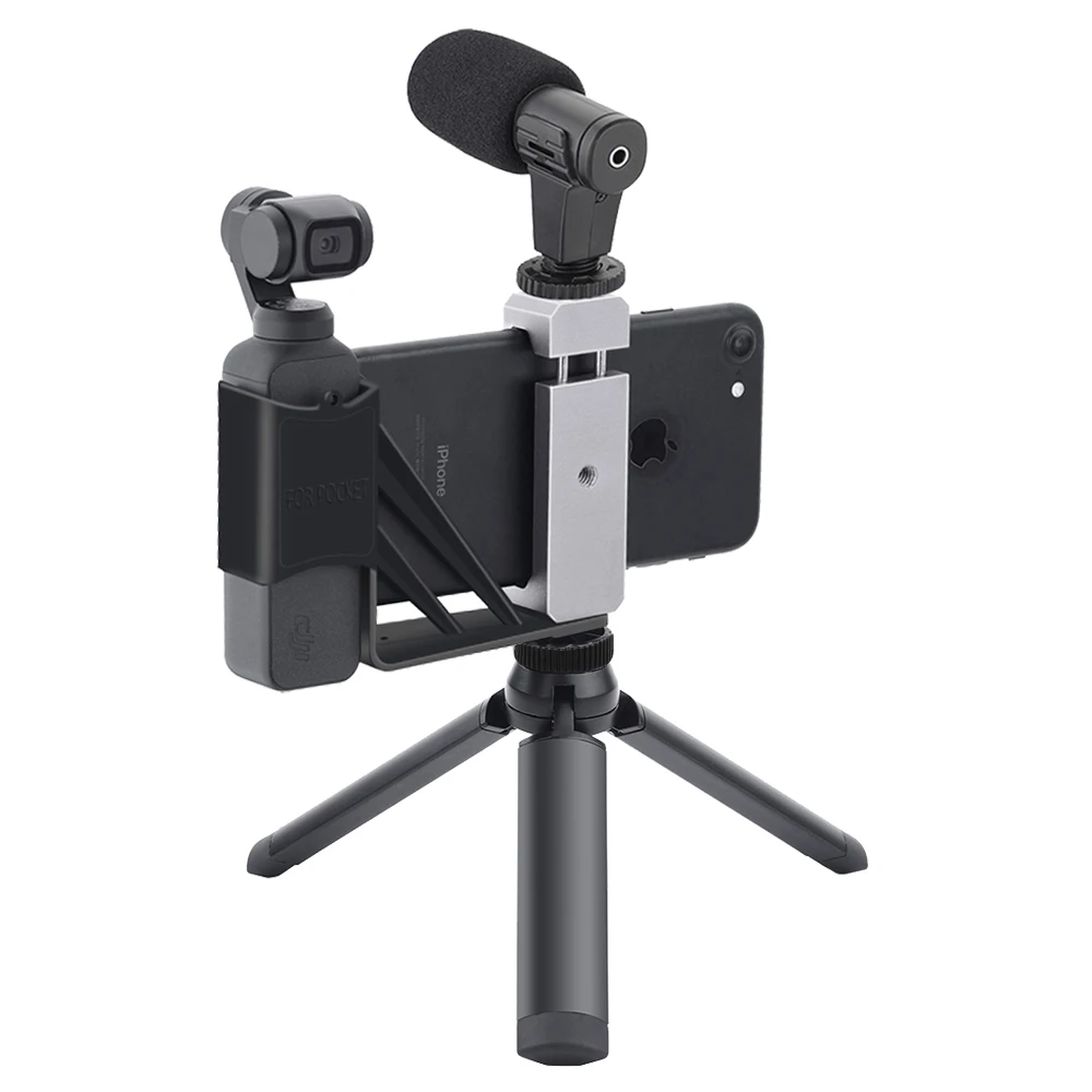 

For DJI Osmo Pocket Handheld Gimbal Camera Foldable Phone Holder Adapter Clip Selfie Mount Metal Tripod With Strap Accessories
