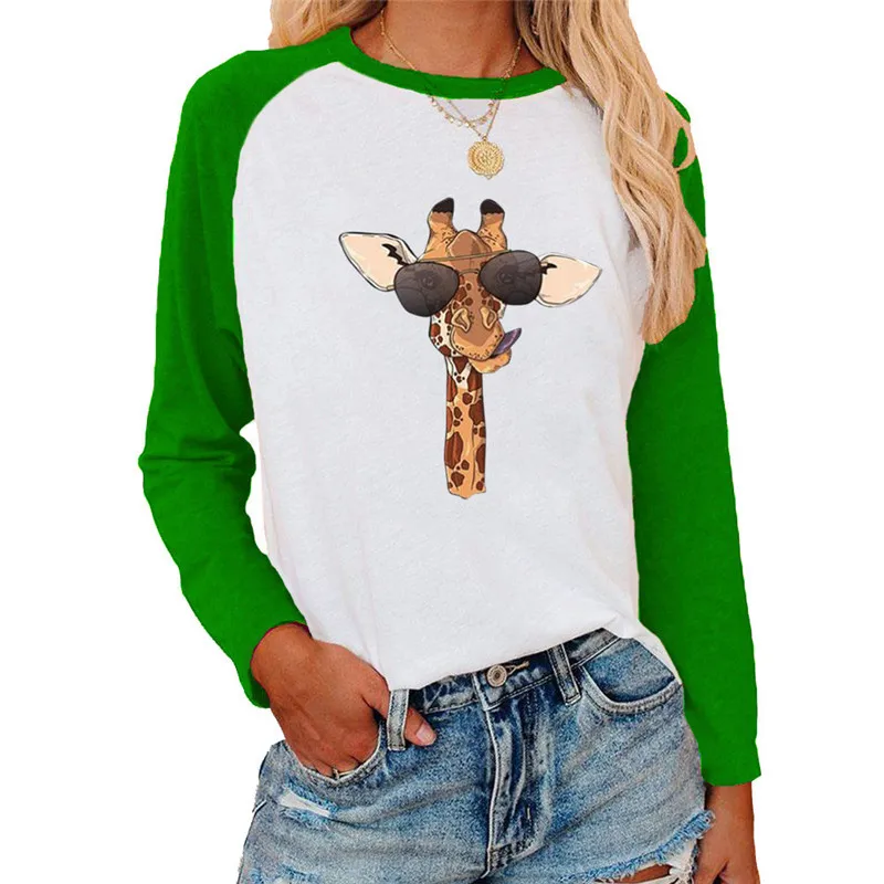 

Women Long Sleeve T-Shirts 3D Butterfly Printed Tops Autumn O-Neck Loose Tops Fashion Splice T-Shirt Tops Female Casual T-Shirt