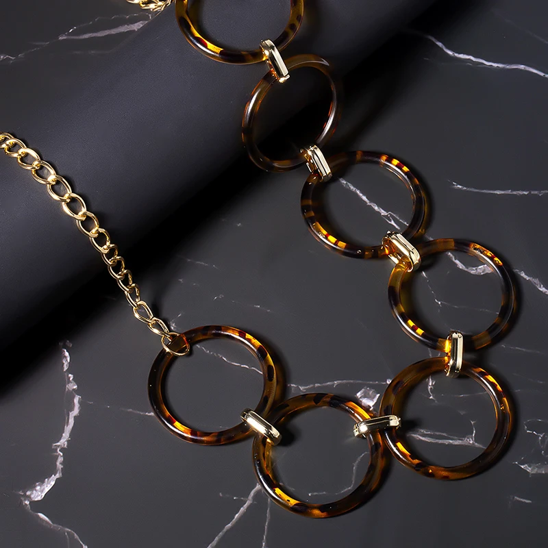 

Fashion Leopard Print Female Waist chain Belt Hip Hop Vintage Circle Geometric Gold Metal Body Waist Chain For Women Dress Belts