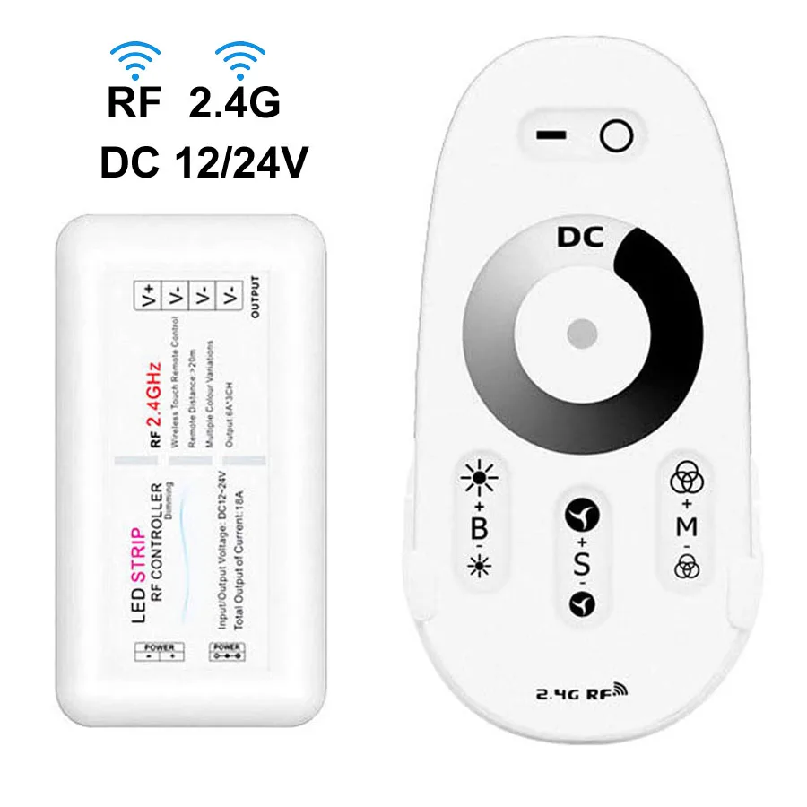 

2.4g RF Remote Control Switch with Dimmer 12v 24v Touch Dimer Light Controller Rgb Cct Smart Dimmer Switch for Led Variateur