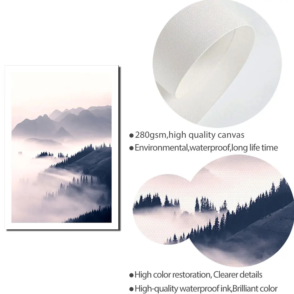 Лес горы Пейзаж Плакат Sunrise Холст Картина Фотографии стены искусства фотографии