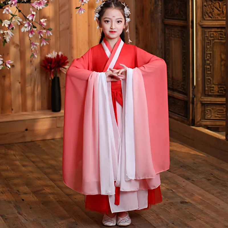 Традиционный костюм ханьфу в древнем китайском стиле танцевальный для девочек