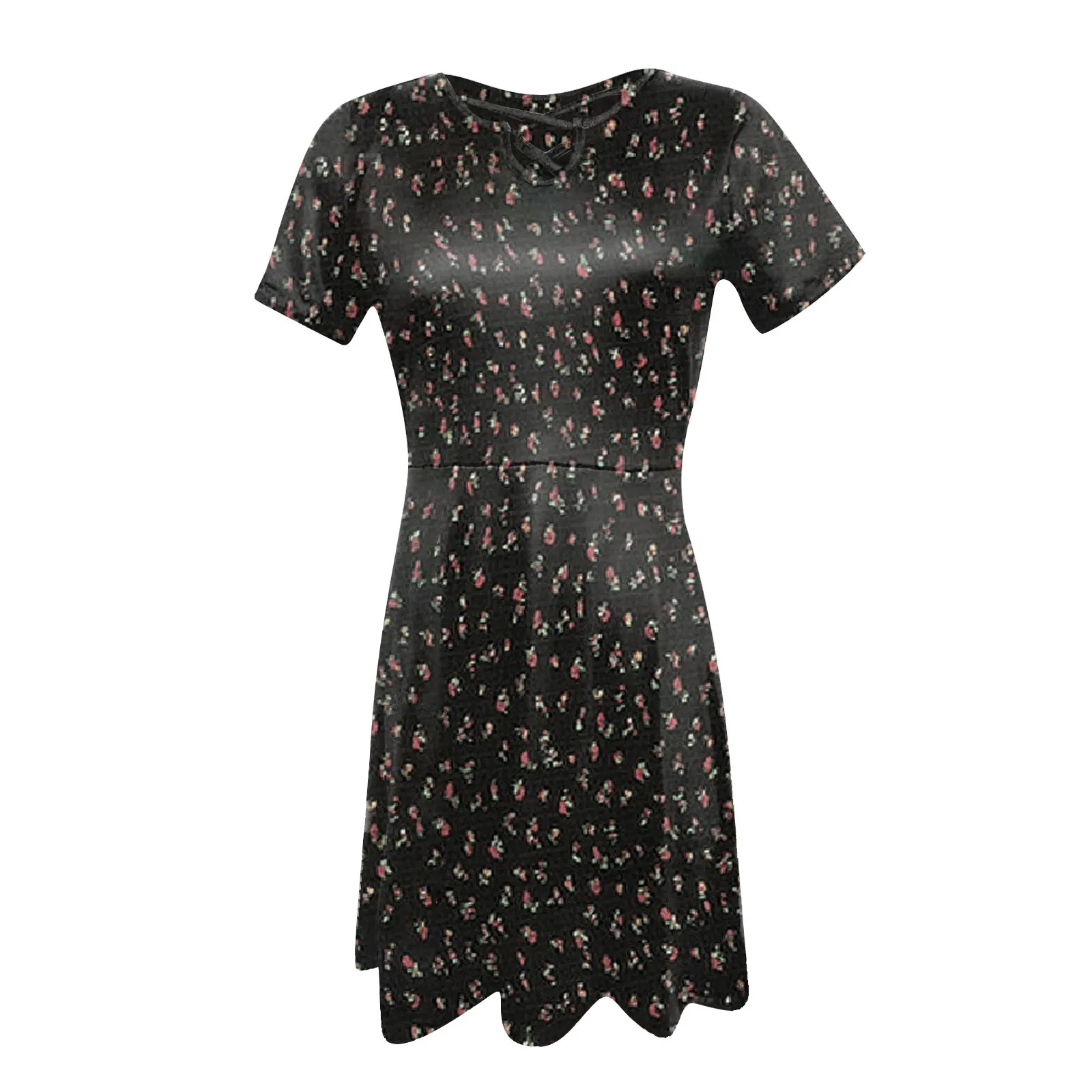 

Women Dresses Summer 2020 Sexy V Neck Floral Print Boho Beach Dress Ladies Short Sleeve A Line Mini Dress Sundress Robe 2021