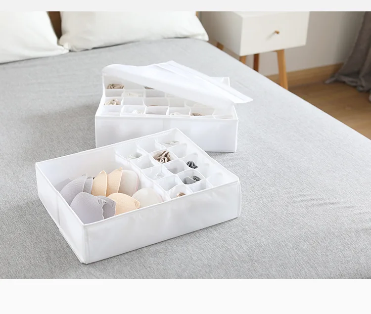 

1PCS 16 Grid Washable Foldable Storage Organizer Storage Box For Underwear Drawer Organizer Closet Storage Socks Lingerie Box