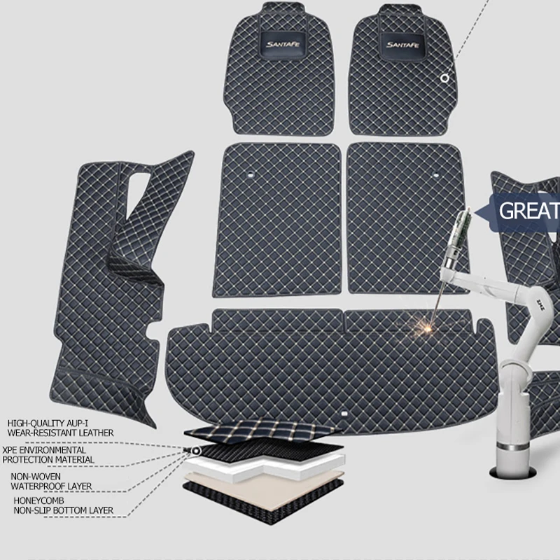 

KADULEE leather car trunk mat For Hyundai Santa Fe 2013-2020 5seats 6seats 7seats suv cargo liner accessories interior boot