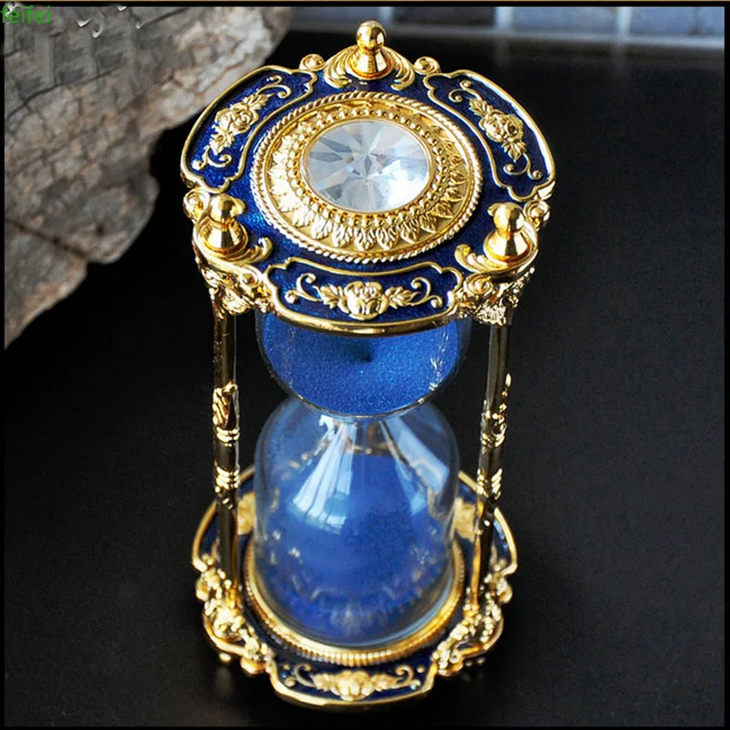 

ZP01 Carving Patterns Zinc Alloy Silver/Red/Blue 15MINS Sand Glass Sand Timer Clock Hourglass Tableware Home Decoration Gift