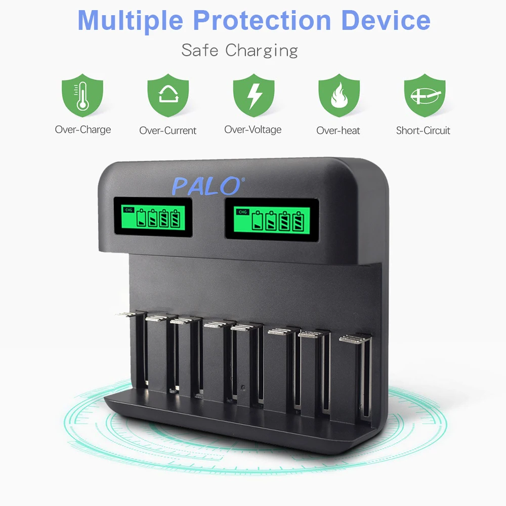 Зарядное устройство PALO с ЖК-дисплеем и USB для аккумуляторов 1 2 в Ni-Cd Ni-MH AA AAA C D + 4
