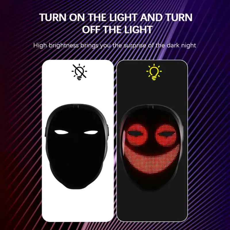 Bluetooth-compatible RGB Led Lights Up Diy Picture Animation Text Halloween Xmas Carnival Costume Display Game Mask Party | Электроника