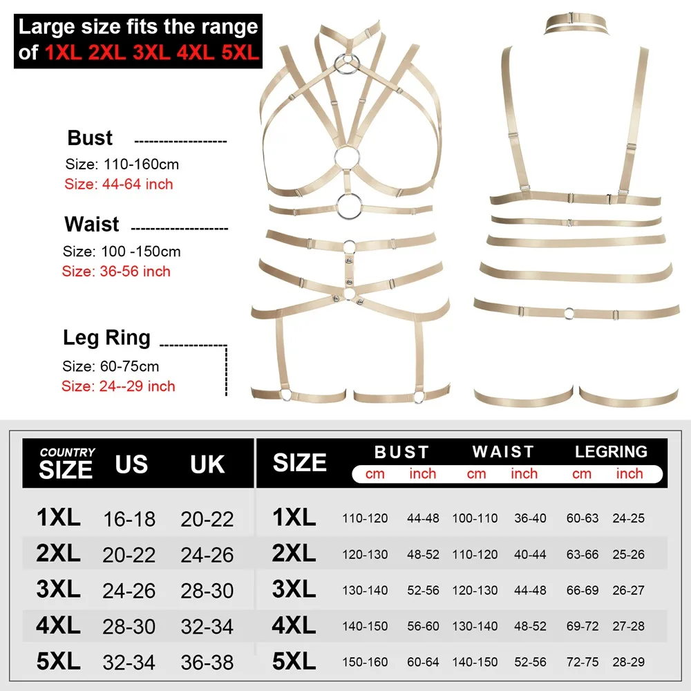 

Full Body Harness Belt Erotic Lingerie Set Plumpy Women's Underwear Plus Size Sexy Ladies Punk Gothic Style Fetish Garters Belt