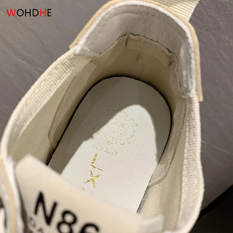 

wohdhe Women Canvas Flats Autumn Shoes Platform Breathable Sneakers High Top Casual Women Shoes