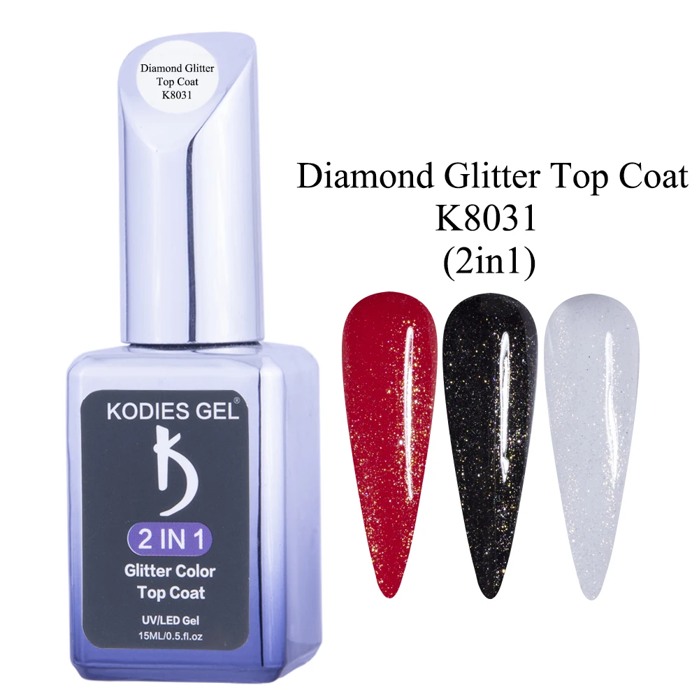 KODIES GEL Diamond Top Coat for Nail Varnish 15ML Super Shine UV Gel Polish Soak Off Semi Permanent Glitter Topcoat No Wipe | Красота и