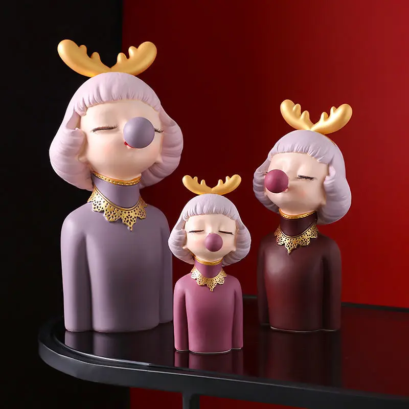 

Скандинавские Симпатичные оленьи рожки, украшения из смолы для девочек, Офисная Книжная полка, семейная комната, кофейные искусства