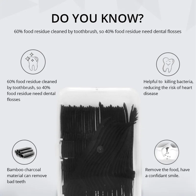50 шт./коркор. PJKQ001 активированный бамбуковый уголь зубная нить зубной клетка