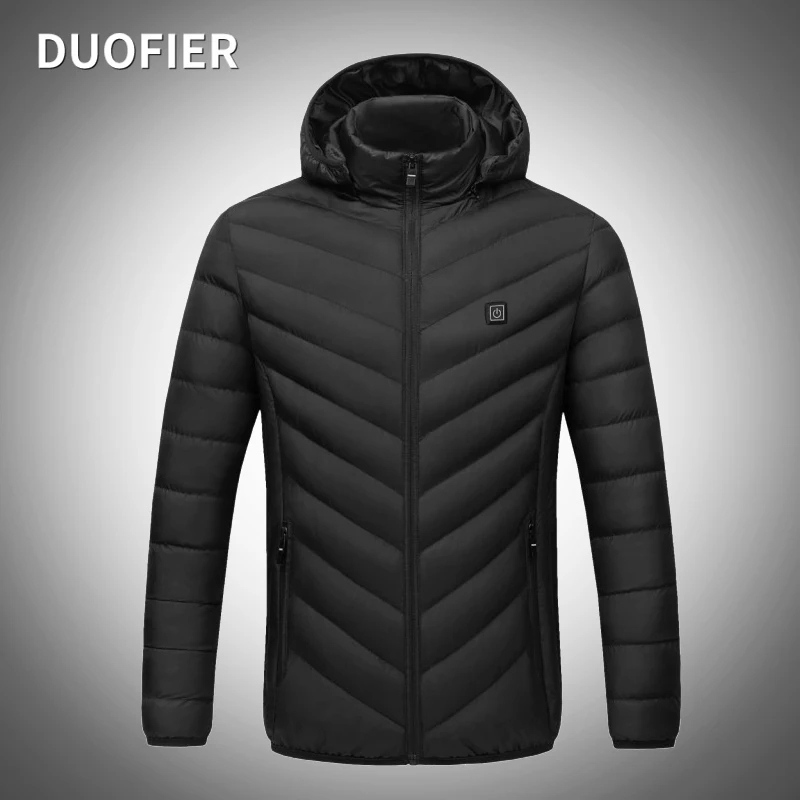 Модная мужская куртка с подогревом однотонное пальто капюшоном