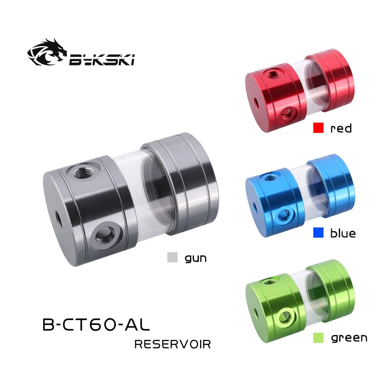 Bykski B-CT60-AL 60mm Cylinder Reservoirs Aluminum Alloy Cover Acrylic Body Diameter 100/150/200/260mm Length |