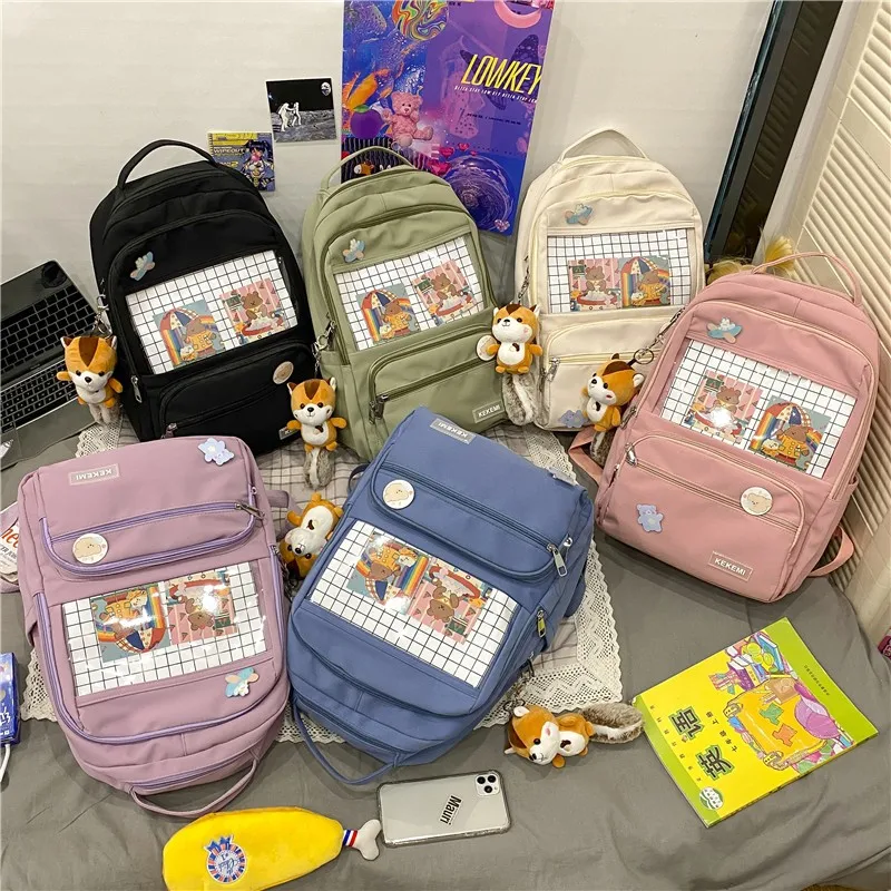 fashion ita backpack waterproof nylon for women laptop ladies cute female rucksack kawaii student men transparent school bag free global shipping