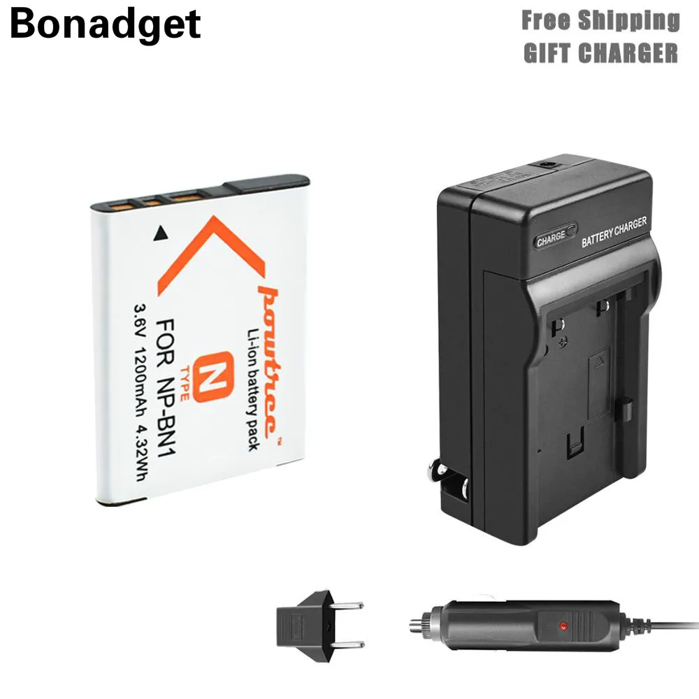 Bonadget 1200 мА/ч NP-BN1 NPBN1 BN1 Батарея + Зарядное устройство автомобильное для SONY DSC TX9 T99 WX5